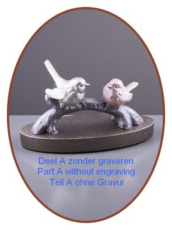 Mini Asche (Duo) Urne 'V&ouml;gel auf einem Baumstamm' - HMP691