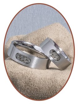 JB Memorials Edelstalen Relatie Zand / As Relatie Ring - RB044R