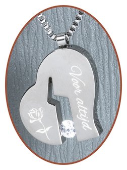 Titanium JB Memorials Gegraveerde Premium &#039;Gebroken hart&#039; Ashanger - T019G