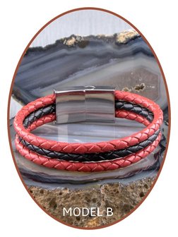 JB Memorials Edelstahl Leder Asche Armband - ZAS014RED