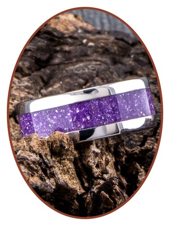 JB Memorials Edelstahl Design Unisex Asche Ring 'Magic Violet' - CRA011