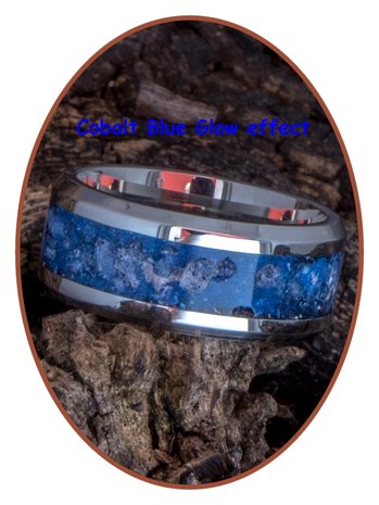 JB Memorials Edelstahl Design Unisex Asche Ring 'Sky Blue Glow' 6/8mm breit- CRA013