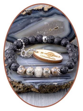 JB Memorials Lava und Tibetische Perlen Asche-Armband - KHA019