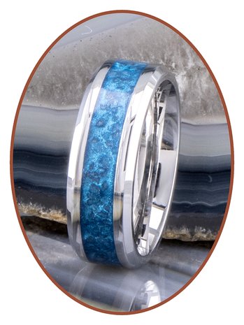 JB Memorials Edelstahl Design Unisex Asche Ring 'Sky Blue Glow' 6/8mm breit- CRA013