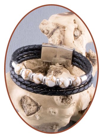 JB Memorials Edelstahl Leder (Perlen Wahl) Asche Armband - ZAS014KM