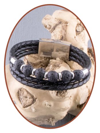 JB Memorials Edelstahl Leder (Perlen Wahl) Asche Armband - ZAS014KM