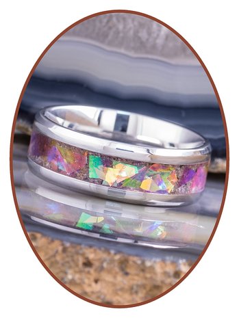 JB Memorials Edelstalen Gekleurde As Ring  6/8mm breed - JCRA041