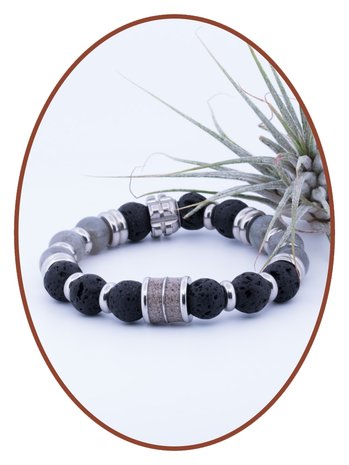 JB Memorials Labradorite/Lava Herren-Asche-Armband - KHA003