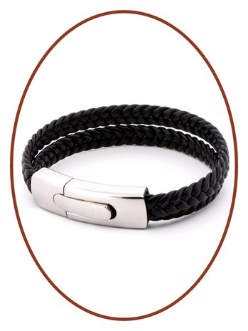 JB Memorials Edelstahl PU Leder Herren Asche Armband - VAS004PU