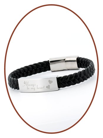 JB Memorials Edelstahl PU Leder Asche Armband - IM001