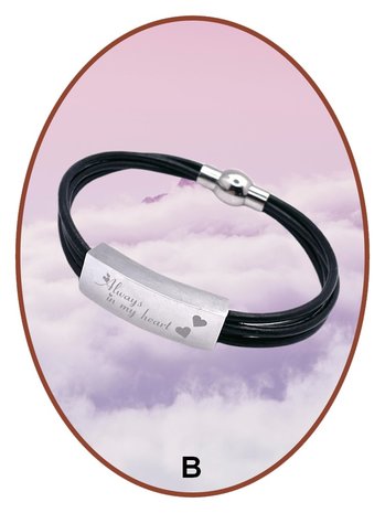 JB Memorials Edelstahl PU Leder Asche Armband - IM001