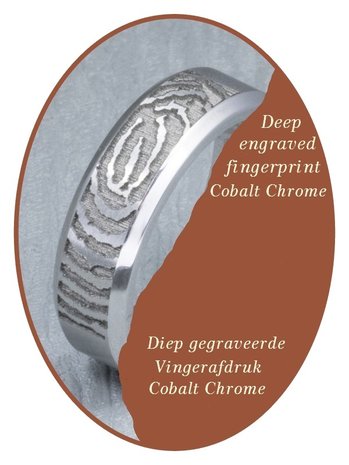 JB Memorials Silber Chrome Design Asche Ring 7mm - RB045CCM 