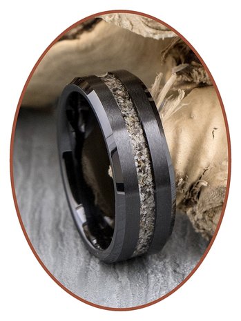 Tungsten Carbide Wolfram 'Satin Black' Design  Asche Ring - RB048TB
