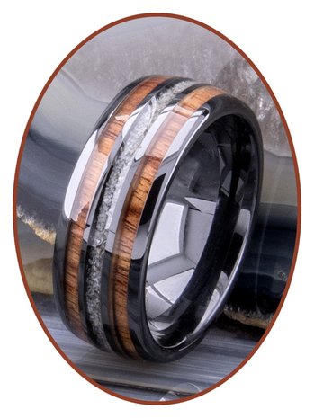 JB Memorials Exclusive Natureline Wood Black Ceramic Zirconium As Ring - WR013A