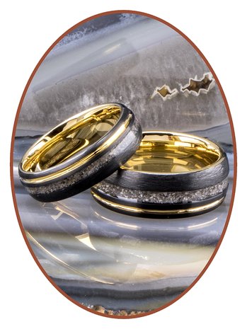 Tungsten Carbide Design Gold / Schwarz Asche Ring 6mm - WR016D