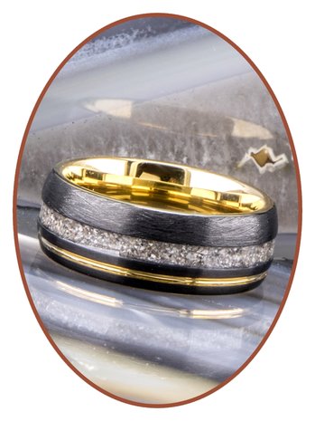 Tungsten Carbide Design Gold / Schwarz Asche Ring 8mm - WR016H