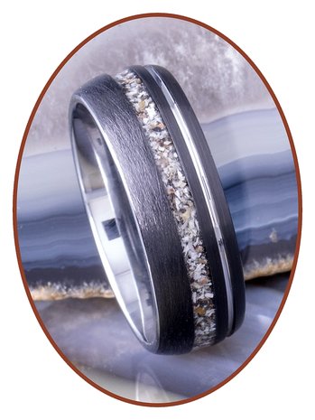 Tungsten Carbide Design Silber / Schwarz Asche Ring 8mm - WR017H