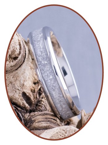 Farbiger Asche Gedenk Ring - 'Silver White' - 6 oder 8mm breit - CRA004SW-4M2B