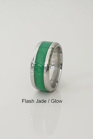 JB Memorials Edelstahl Design Unisex Asche Ring 'Multi Color Glow' 6 oder 8mm Breit - CRA017