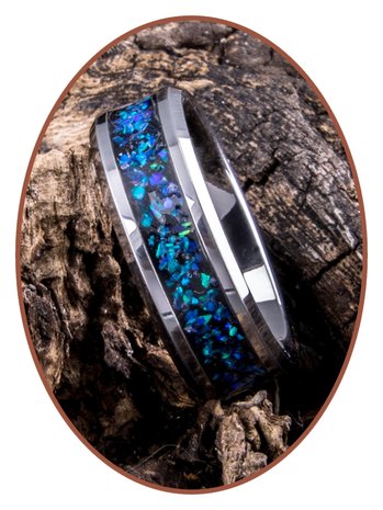 Tungsten Carbide oder Black Ceramic  Opal Asche Ring - OP400