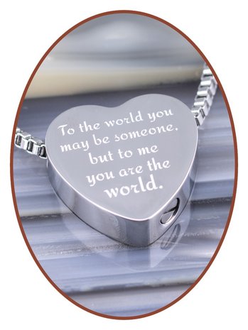 Edelstalen/RVS 'To me you are the world' Hart Ashanger - B304-4
