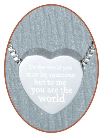 Edelstalen/RVS 'To me you are the world' Hart Ashanger - B304-4