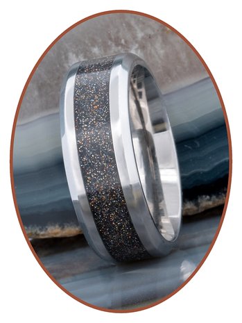 Asche Ring - 'Multi Color' - 6 oder 8mm Breite - TI003HP-4M2B