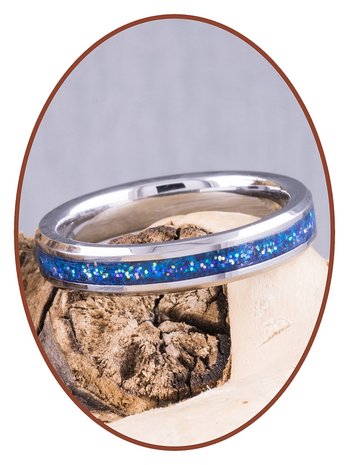 Tungsten Carbide Design Damen  Asche Ring 'Blue Heaven' 4mm - RB143D