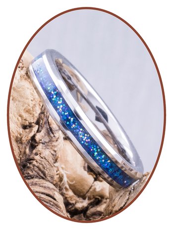 Tungsten Carbide Design Damen  Asche Ring 'Blue Heaven' 4mm - RB143D