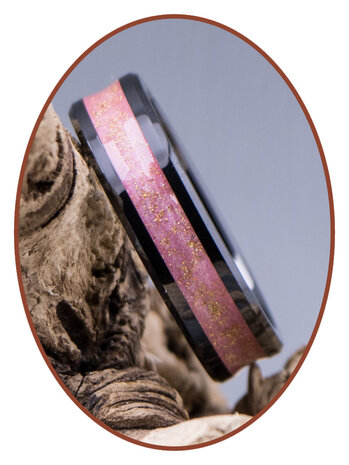 JB Memorials Ceramic Zirconium As Ring 'Pink Black' 6mm - JRB145B