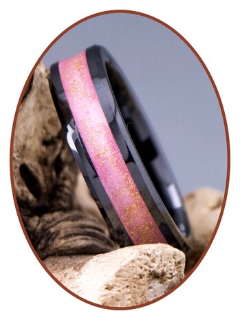 Asche Ring - 'Pink Black' - 6 oder 8mm breite - JRB145B-4M2B