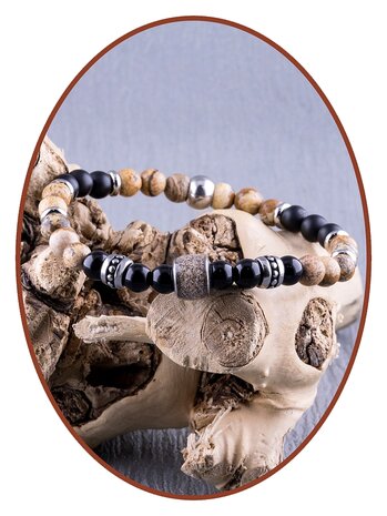 JB Memorials Frosted/Polished Agate and Natural Stone-Asche-Armband - KHA028