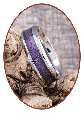 JB Memorials Edelstahl Design Unisex Asche Ring 'Bright Violet' - CRA010