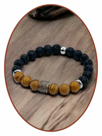 JB Memorials Lava and Natural Stone-Asche-Armband - KHA031