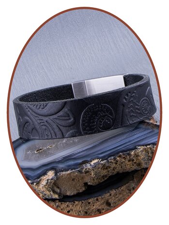 JB Memorials Edelstahl Leder 'Floral' Asche Armband (Leder in 2 Farben erhältlich) - ZAS062