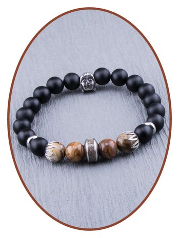 JB Memorials Edelstahl versteinertes Holz Onyx Herren Asche Armband - KHA038