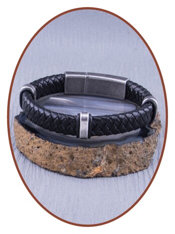 JB Memorials Edelstahl Vintage Leder Herren Asche Armband - VAS004RETRO2