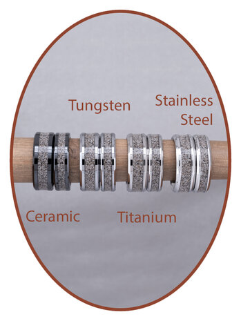 Asche Ring - Sichtbare Ascheverarbeitung - 6 oder 8mm breite - TI003-4M2B