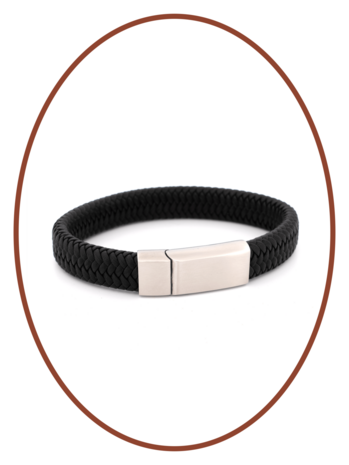 Edelstahl Leder Asche Armband 14mm - ASB041-A