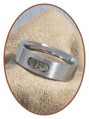 JB Memorials Edelstalen Relatie Zand / As Relatie Ring - RB044R