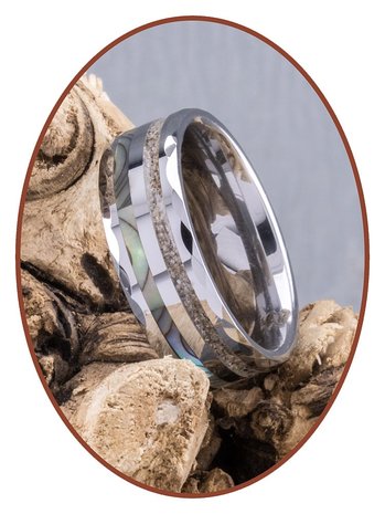 JB Memorials Naturline Abalone Shell Wolfram Facet Asche Ring - WR009