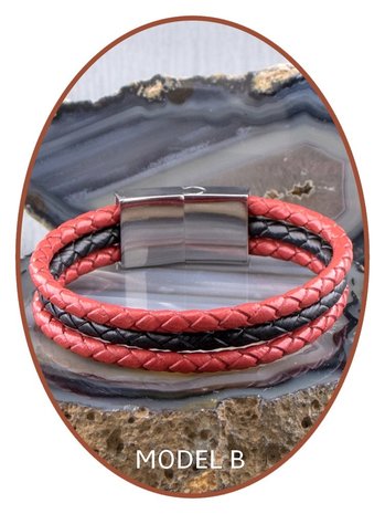 JB Memorials Edelstahl Leder Asche Armband - ZAS014RED