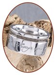 JB Memorials Silber Chrome Design Damen Handschrift Asche Ring - RB046DH