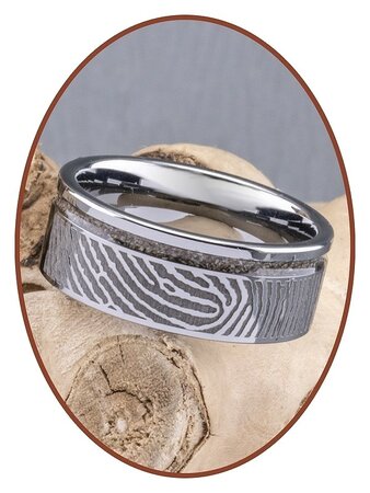 Tungsten Carbide Design Herren Fingerabdruck Asche Ring - RB046HV