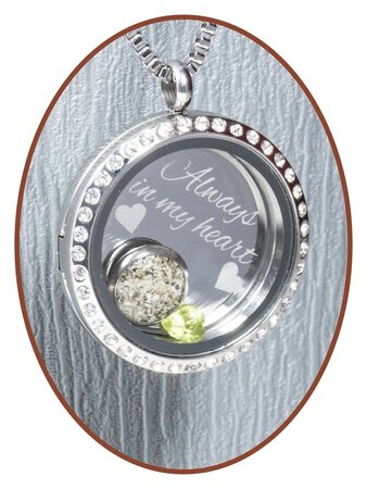 Edelstahl JB Memorials Glas Medaillon Asche Anhänger - RSP081
