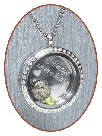 Edelstahl JB Memorials Glas Medaillon Asche Anhänger - RSP081