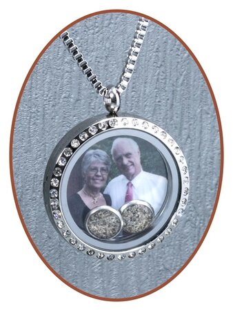 Edelstahl JB Memorials Glas Medaillon 'DUO' Asche Anhänger - RSP085