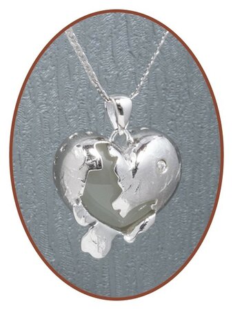Close2Me© 925 Sterling Silber 'Broken Heart' Asche Anhänger - CM011WIT
